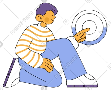 Man presses button animated illustration in GIF, Lottie (JSON), AE