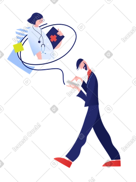 Man with phone asking for therapist's help PNG, SVG