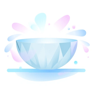 A crystal bowl is positioned on a flat surface, capturing and refracting light. The surface below is smooth and complements the bowl's intricate cut design. The light reflects off the bowl's facets, creating a dazzling array of colors in a spectrum that spreads across the nearby surface. The surrounding environment is softly lit, enhancing the vibrant reflections.