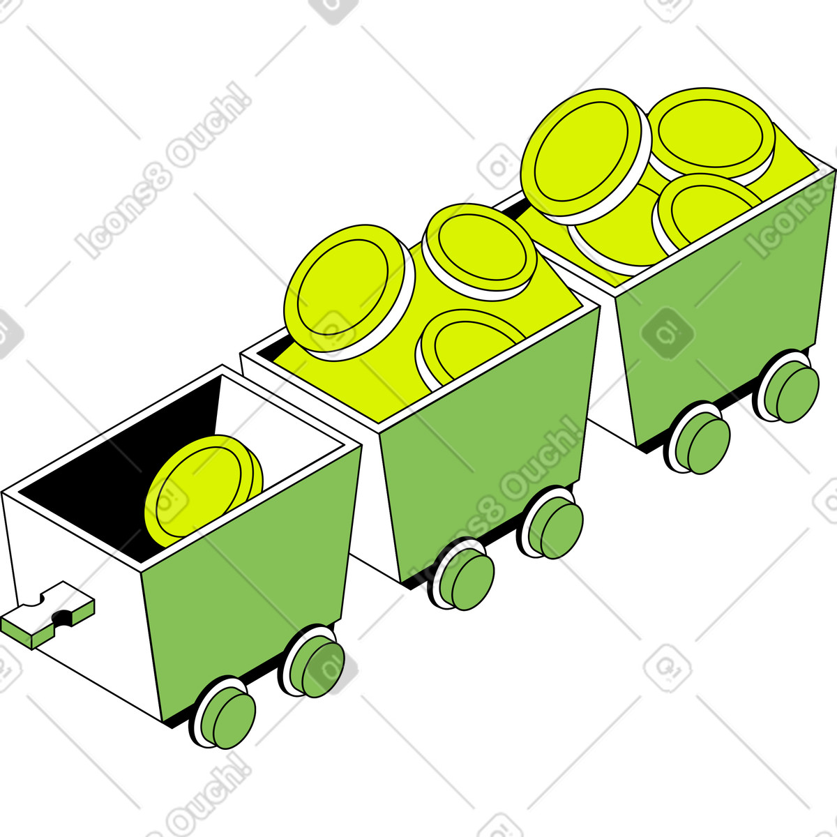 下载 Isometric 风格的 有硬币的我的手推车 插画，支持 PNG、SVG 格式