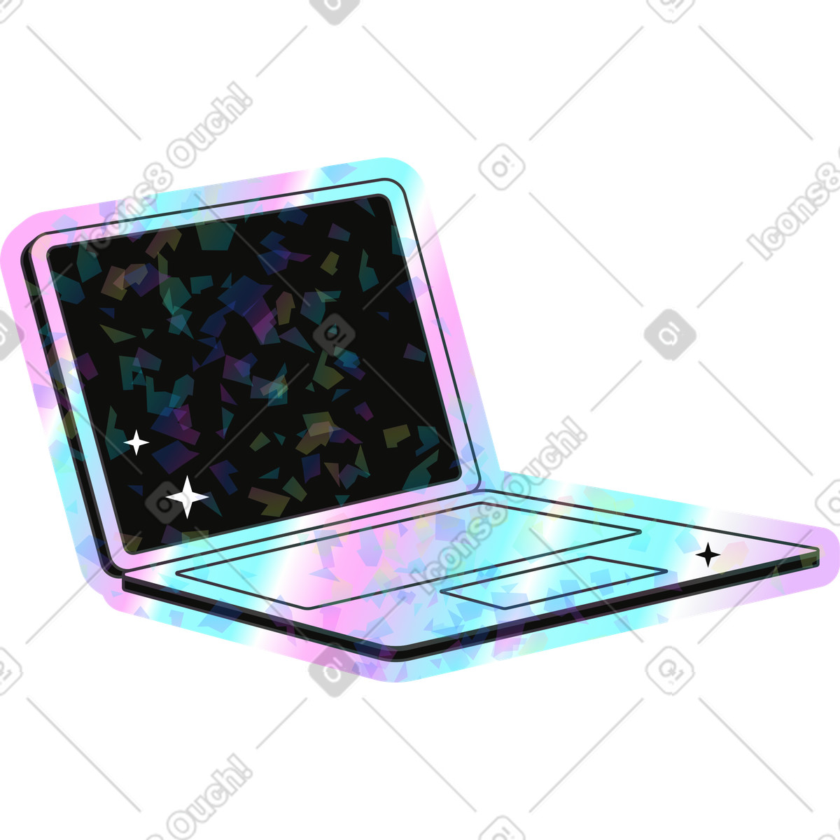 Ilustração de Laptop computer with iridescent sparkle casing em no estilo Holostickers para baixar em PNG, SVG