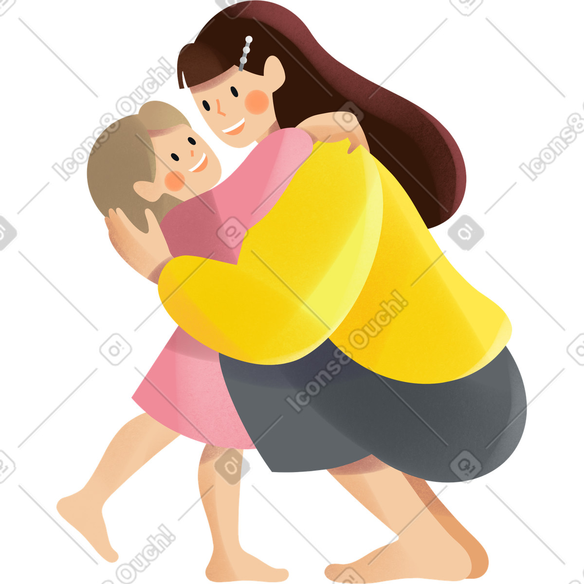 Shine スタイルの Mother hugging her daughter のイラストをPNG、SVG形式でダウンロード