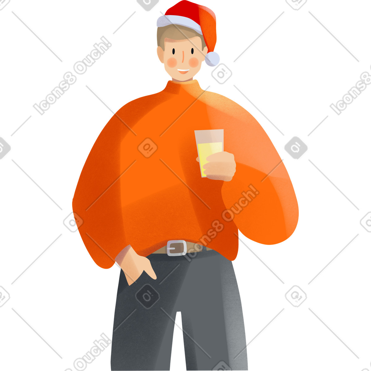 Junger mann mit festlichem hut-Illustration im Shine-Stil als Download in PNG, SVG