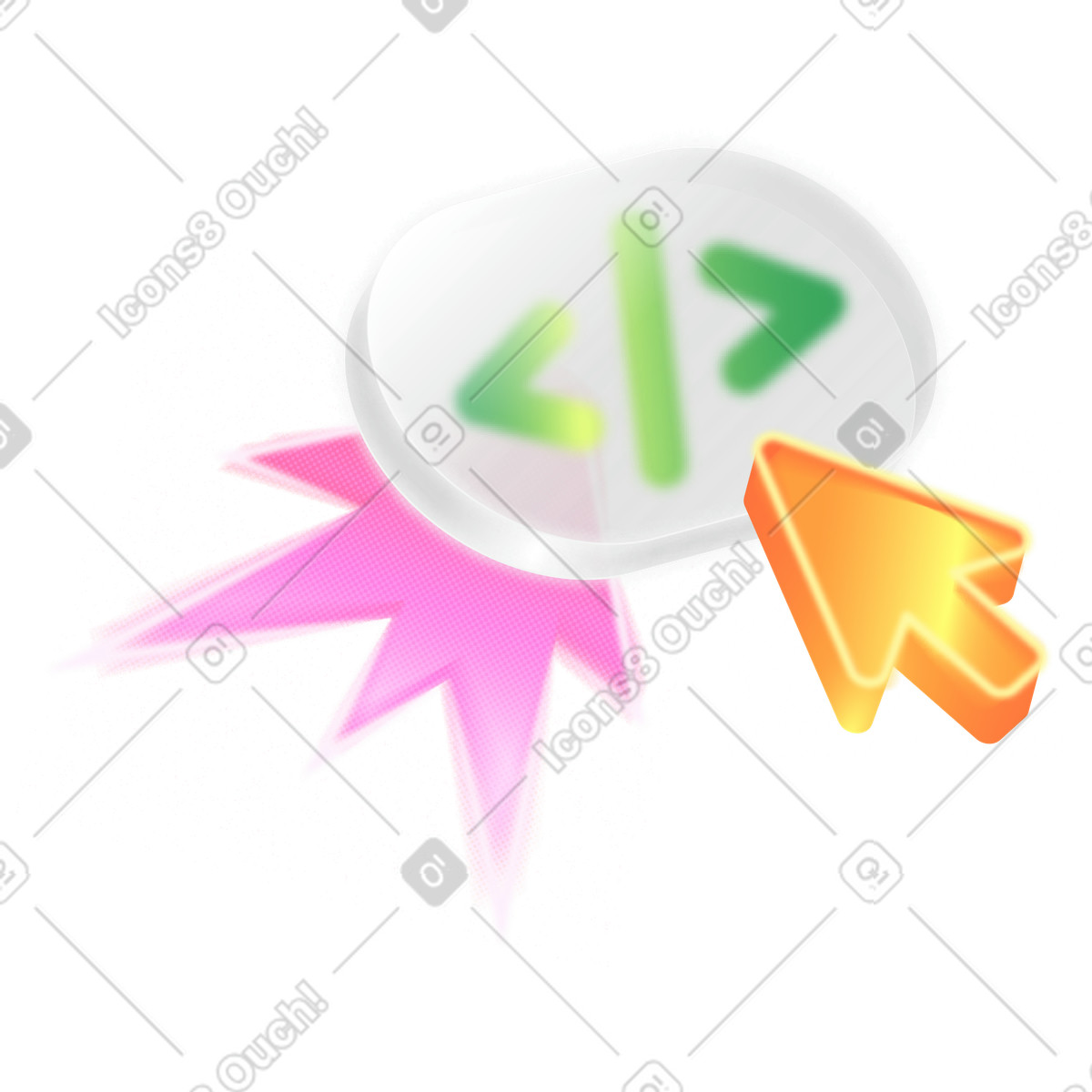 Code sign with cursor illustration in PNG, SVG