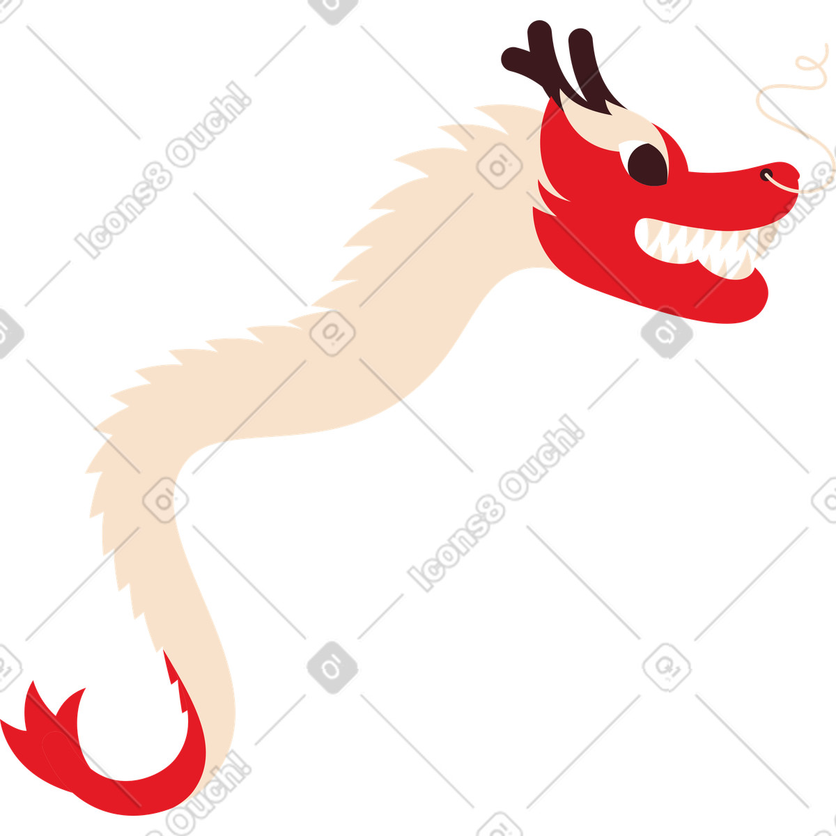 Dragon serpent moon illustration in Folks style download in PNG, SVG