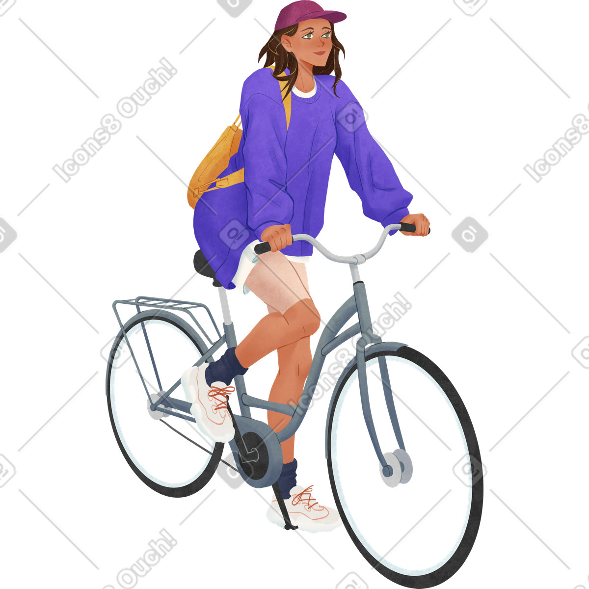 Illustration Femme faisant du vélo dans le style Lifestyle à télécharger aux formats PNG, SVG
