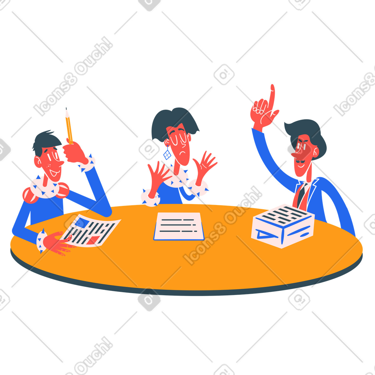 Riunione di lavoro illustrazione in stile Kingdom scarica in PNG, SVG