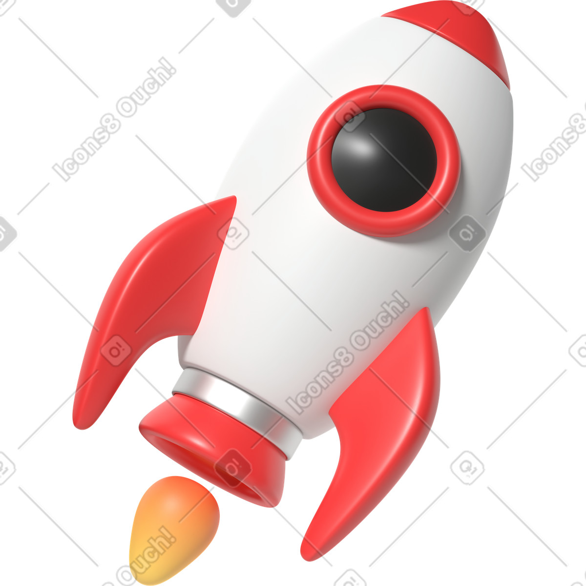 3D Business 스타일의 White rocket 일러스트레이션 PNG, SVG 다운로드