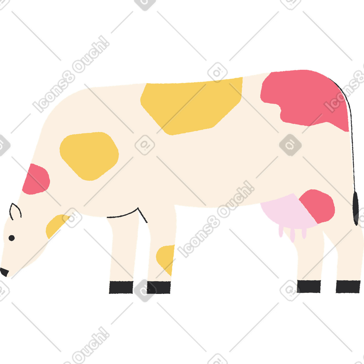 Kuh-Illustration im Pablo-Stil als Download in PNG, SVG