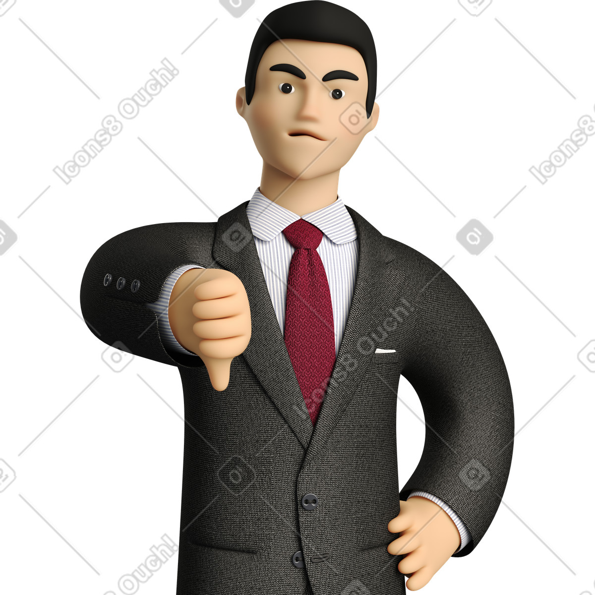 Ilustração de Angry businessman in black suit showing thumbs down em no estilo 3D Business para baixar em PNG, SVG