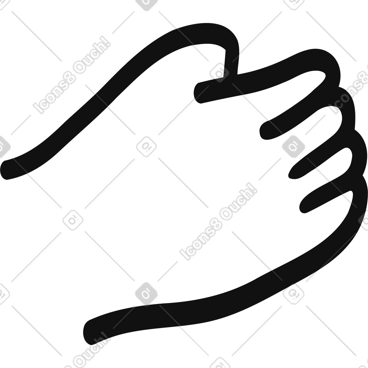Organic スタイルの Hand outline open palm gesture minimal bold curved lines のイラストをPNG、SVG形式でダウンロード