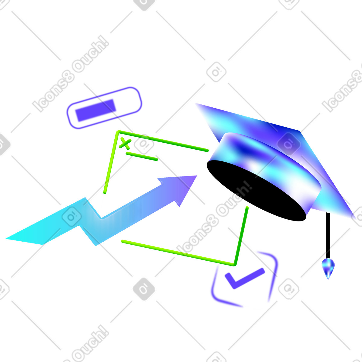 Education process and graduation illustration with graduate clipart graphics