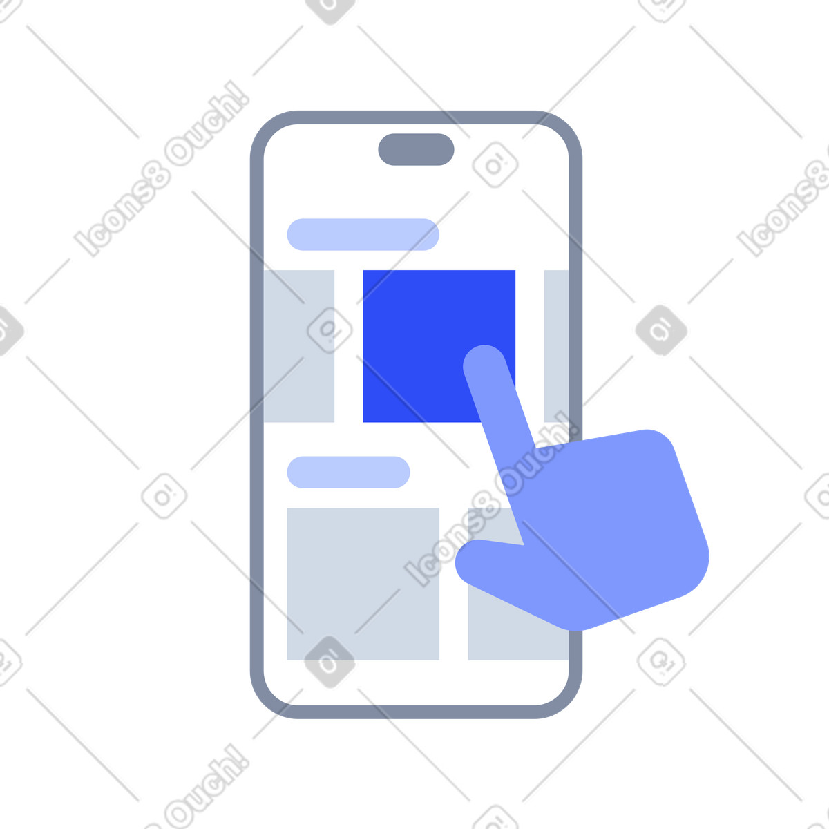 Touch-based interaction with mobile app illustrazione in stile System scarica in PNG, SVG