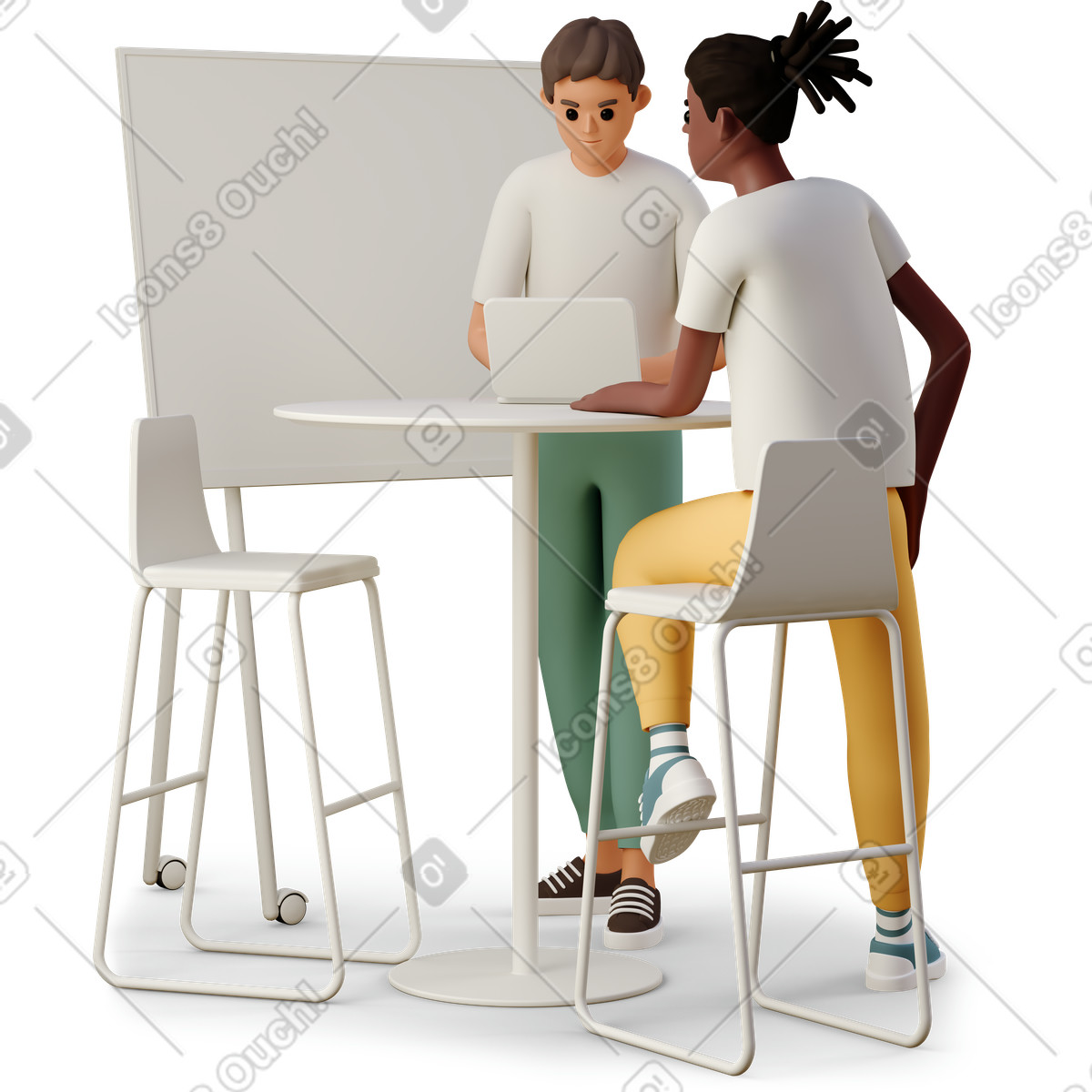 Иллюстрация Young men discussing work project в стиле 3D Casual life — скачать в форматах PNG, SVG