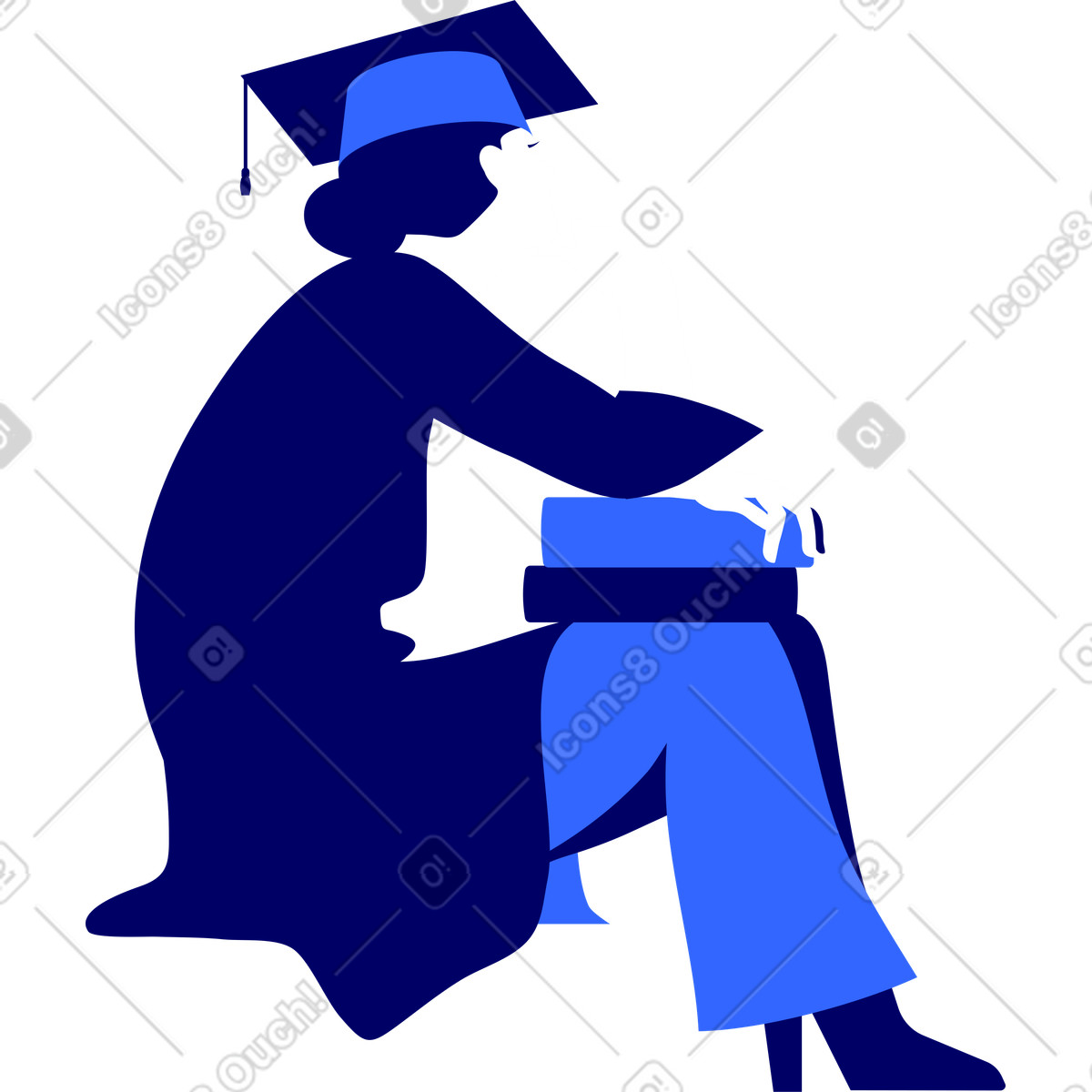 Female graduate in cap and gown illustration educational clipart vector images