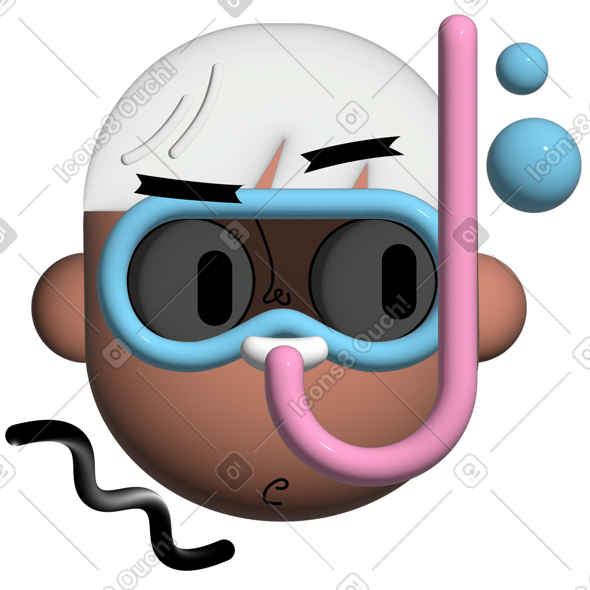 Guy in diving goggles illustrazione stile Cartoony scarica PNG, SVG