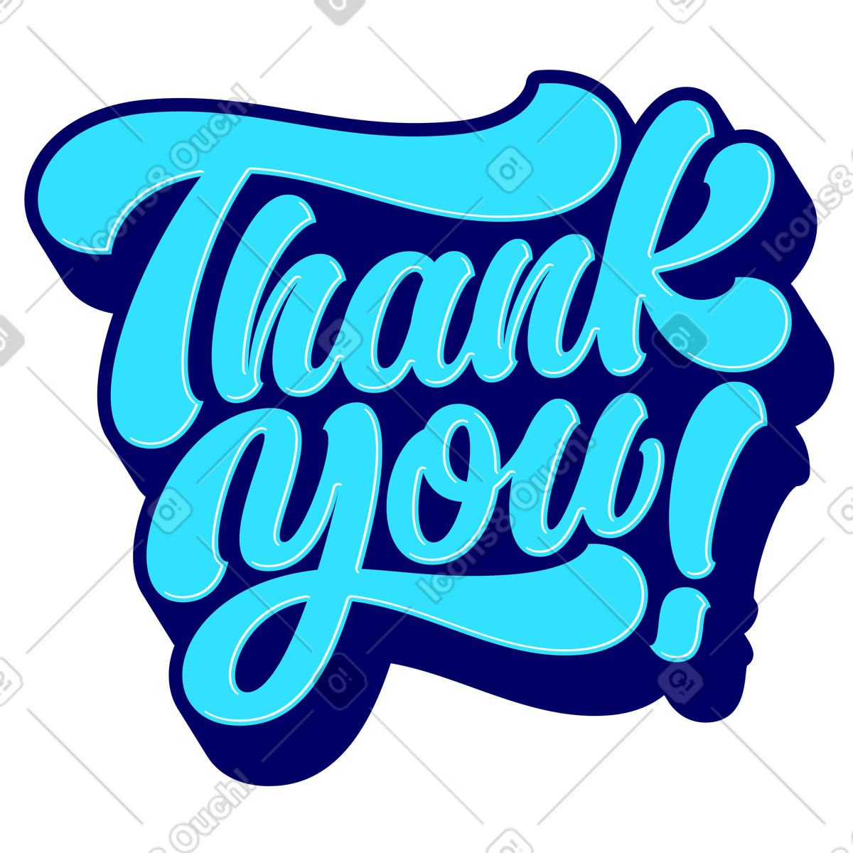 Lettering thank you! with shadows text illustration in style download in PNG, SVG