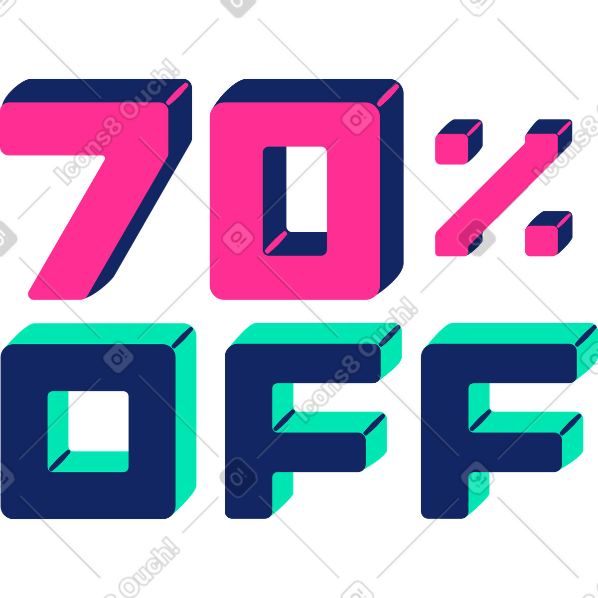 Settanta per cento di sconto illustrazione in stile Cyborg scarica in PNG, SVG
