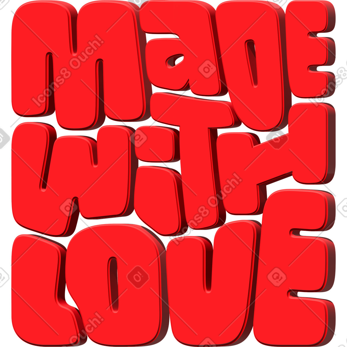 下载 Lettering 风格的 用爱文本制作的 3d 刻字 插画，支持 PNG、SVG 格式