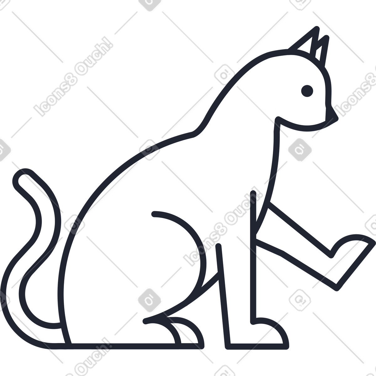 Cat raised a paw illustration in Pablita style download in PNG, SVG