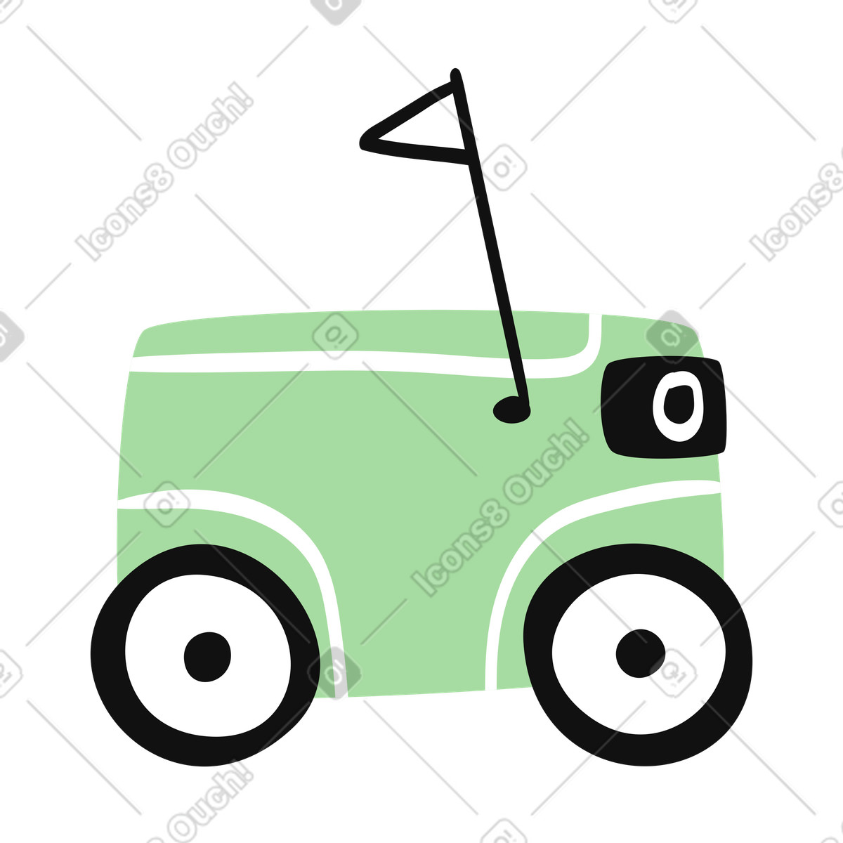 下载 Organic 风格的 Autonomous delivery robot wagon carrying goods with camera sensor 插画，支持 PNG、SVG 格式