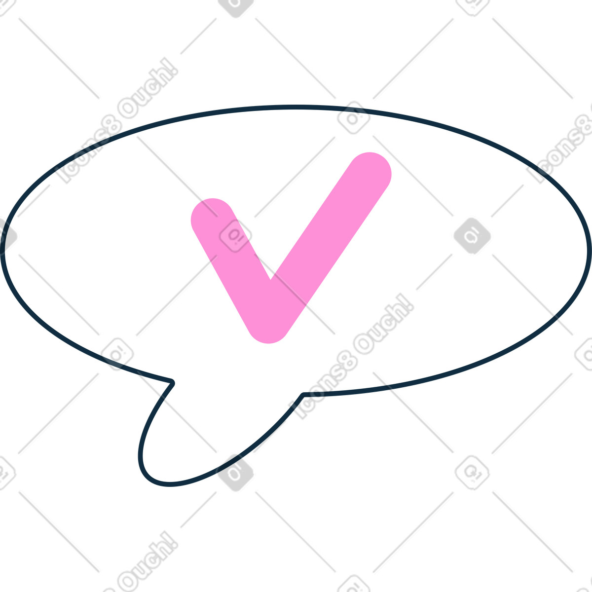 Ilustração de Speech bubble with check mark em no estilo gum para baixar em PNG, SVG