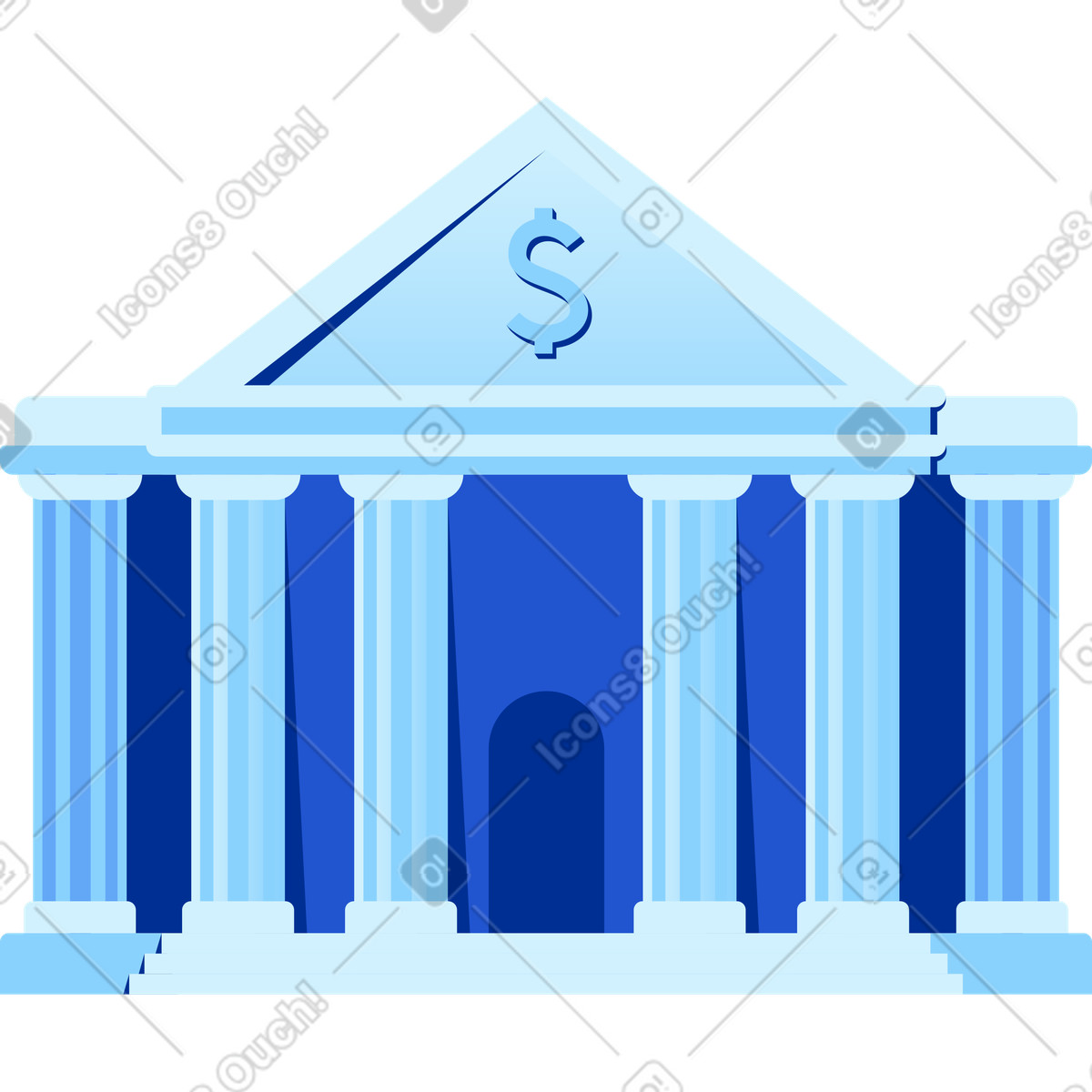 Big bank building illustration in Glossy style download in PNG, SVG