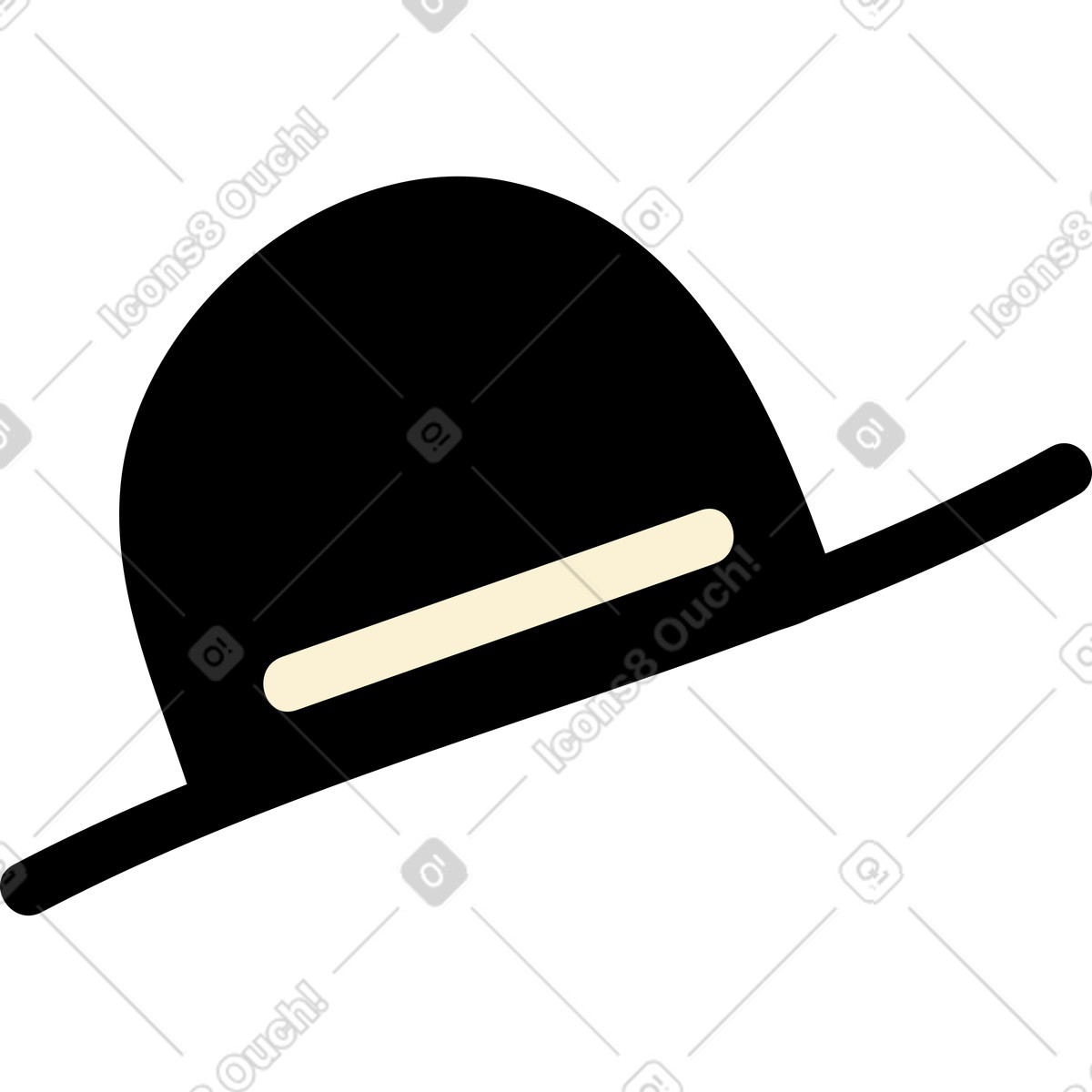 Ilustración Sombrero negro de ala recta en estilo Jelly a descargar en PNG y SVG
