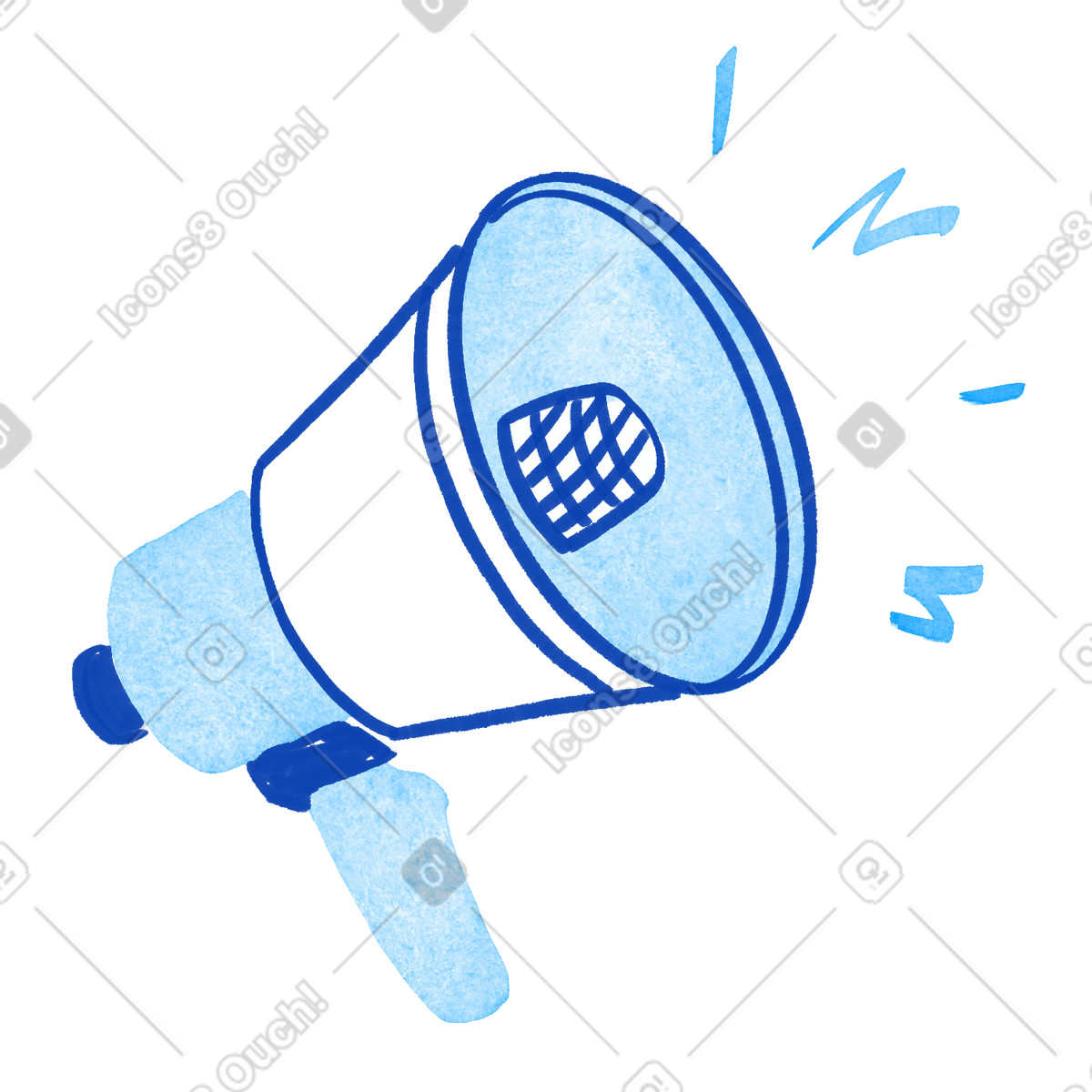 Ilustración Megaphone loudspeaker announcing marketing message with sound lines around en estilo Tint a descargar en PNG y SVG