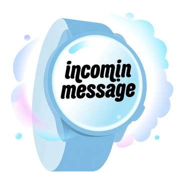 A close-up of a smartwatch displaying an incoming message alert