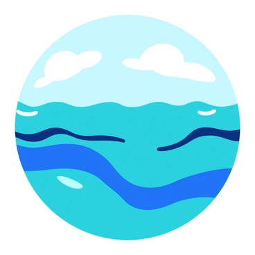 A vibrant illustration showcasing "ocean currents" flowing in various directions across a "blue ocean" surface. "Waves" of different sizes and colors enhance the dynamic movement of the water. Above the ocean, "whimsical clouds" in shades of white and light gray display the "global wind systems" with gentle arrows indicating the wind direction. The ocean currents are illustrated in varying shades of turquoise and navy, reflecting the depth and movement of the water. "Sunlight" casts shimmering reflections on the surface, creating a sense of energy and motion.