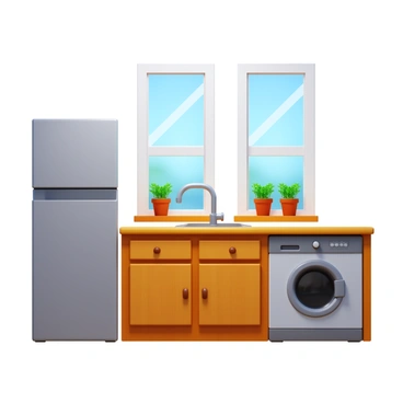 A kitchen featuring eco-friendly appliances, including "an energy-efficient refrigerator" with a sleek design, and "a modern dishwasher" that emphasizes sustainability. The countertops are made of recycled materials, and the cabinetry is crafted from reclaimed wood. "Natural light" streams in through large windows, illuminating potted herbs on the windowsill. The flooring is made of bamboo, adding to the overall sustainable aesthetic of the kitchen.