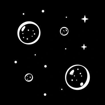 Giant translucent bubbles floating in space, reflecting distant stars