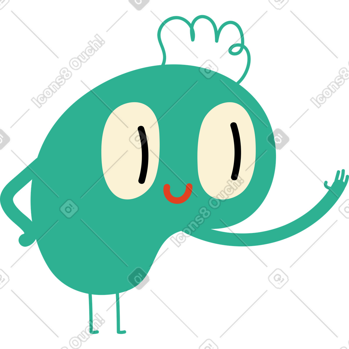Jelly スタイルの 前髪のある緑色のキャラクター のイラストをPNG、SVG形式でダウンロード