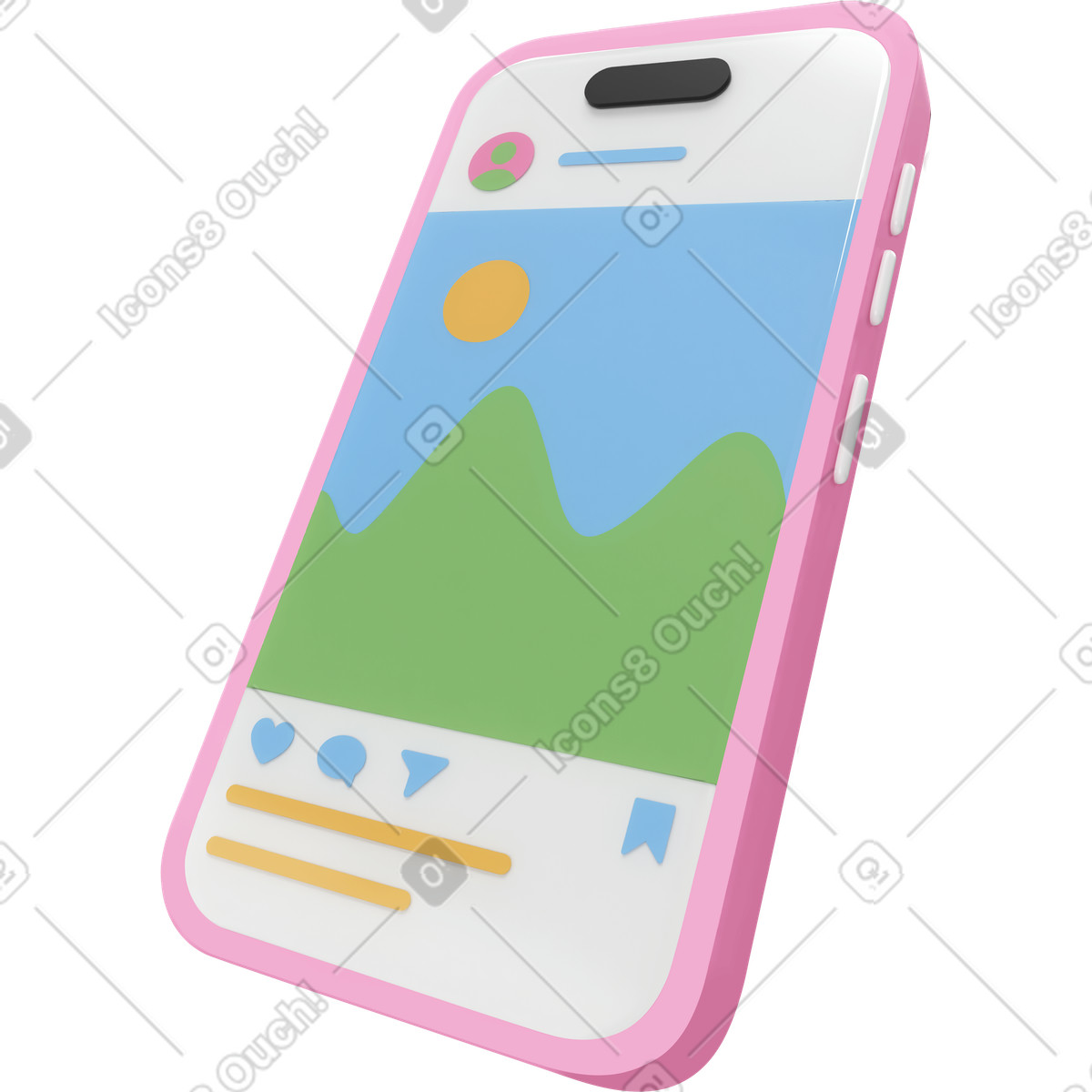 3D Corporate スタイルの 携帯電話に投稿 のイラストをPNG、SVG形式でダウンロード