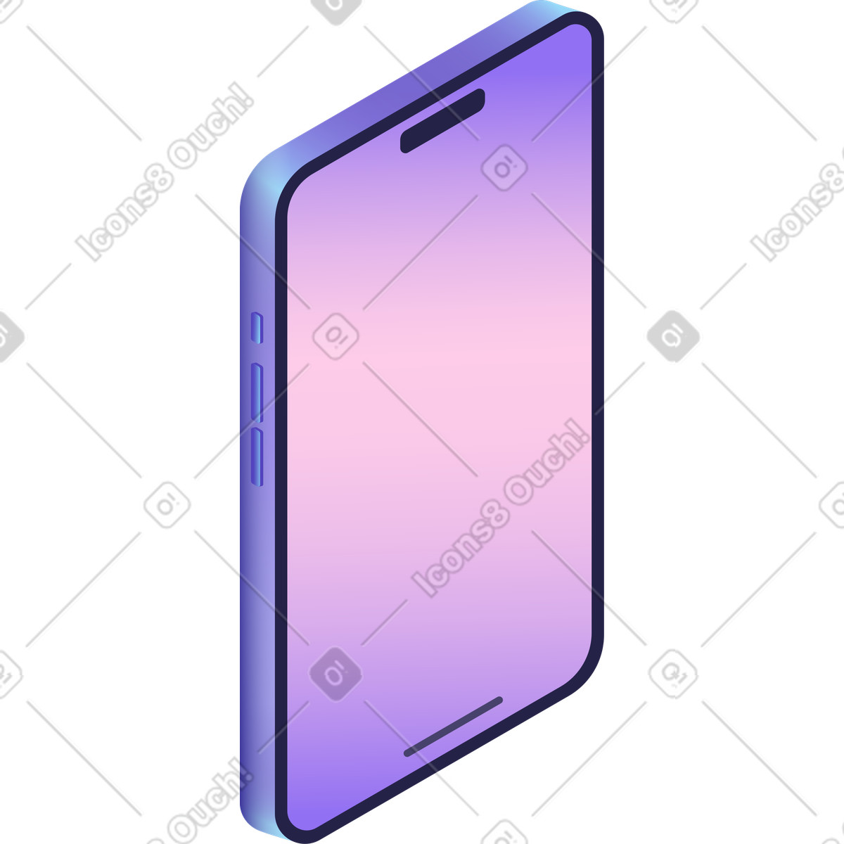 Ilustración Teléfono móvil vertical en estilo Isotech a descargar en PNG y SVG