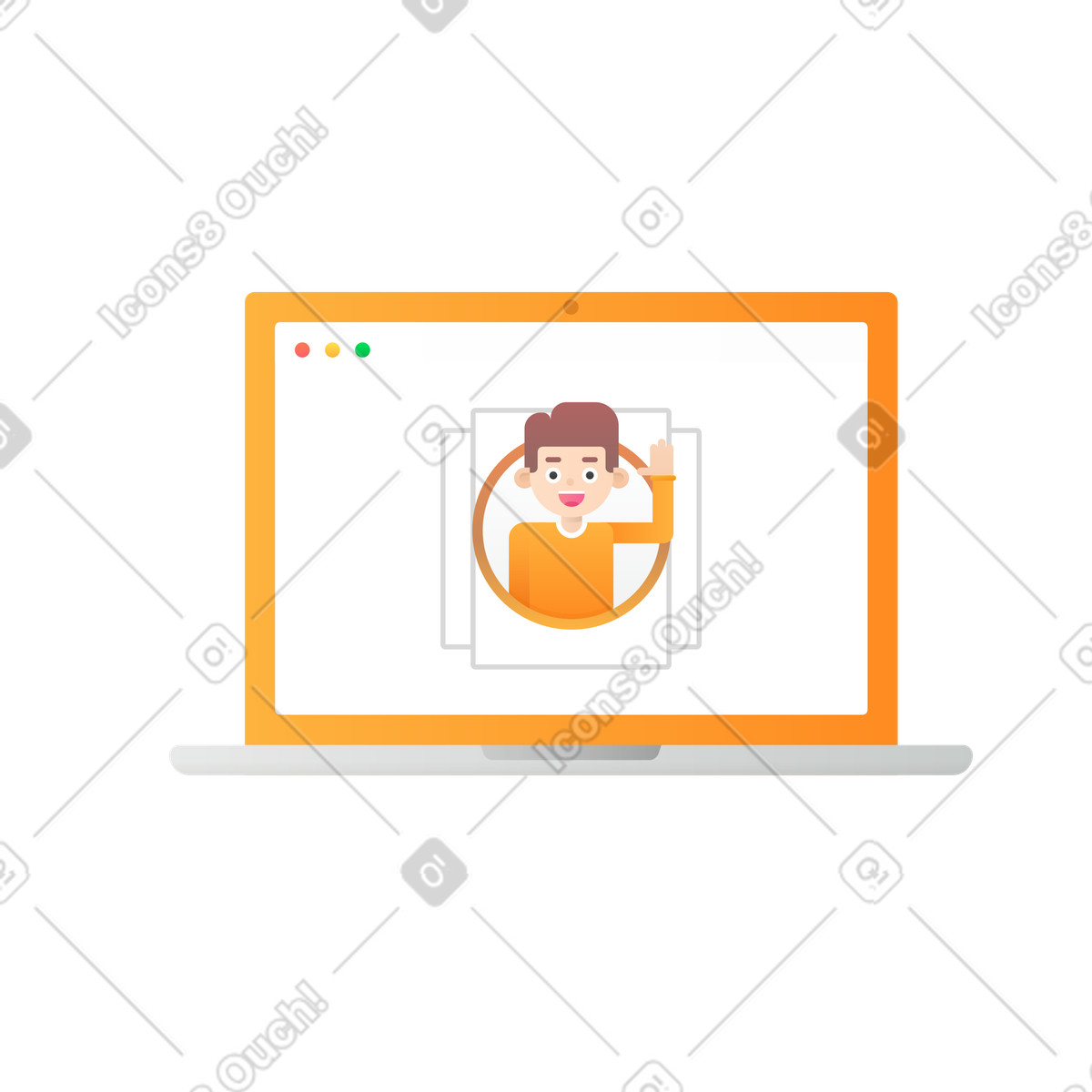 Chatbot support service on laptop screen illustration in Hugo style download in PNG, SVG