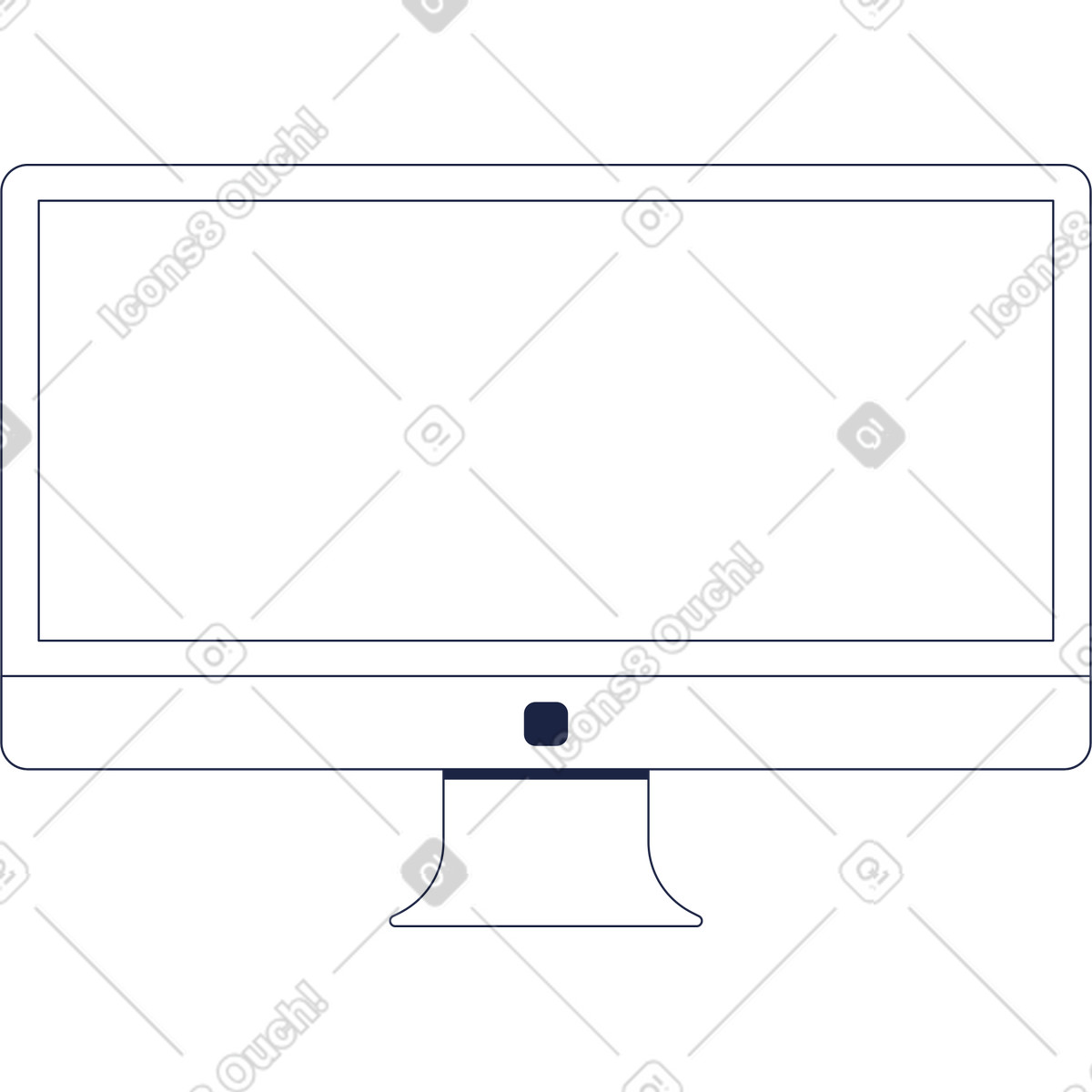 Big white monitor illustration in Urban Line style download in PNG, SVG