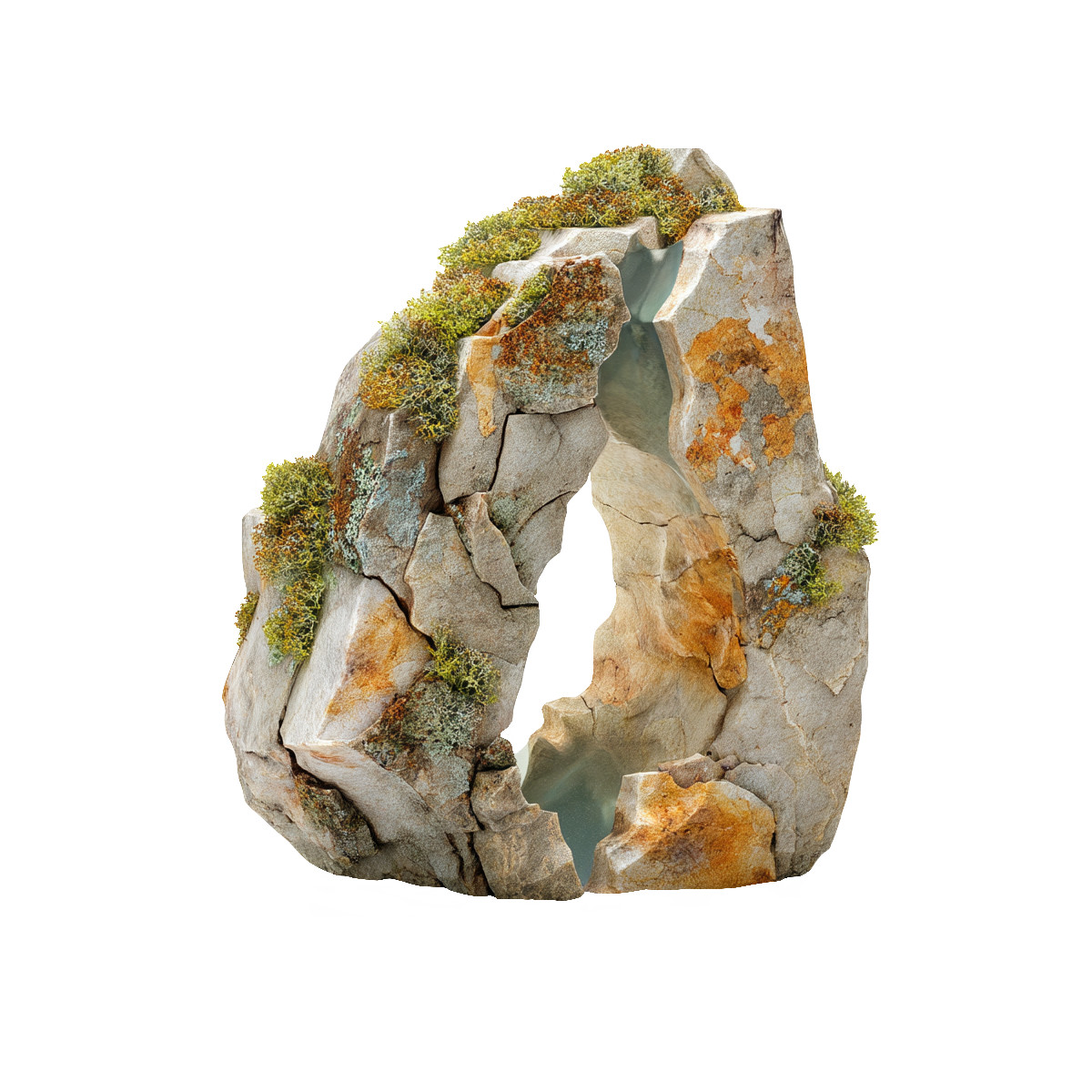 Moss crystal rock sculpture illustration in Biomorphic style download in PNG, SVG
