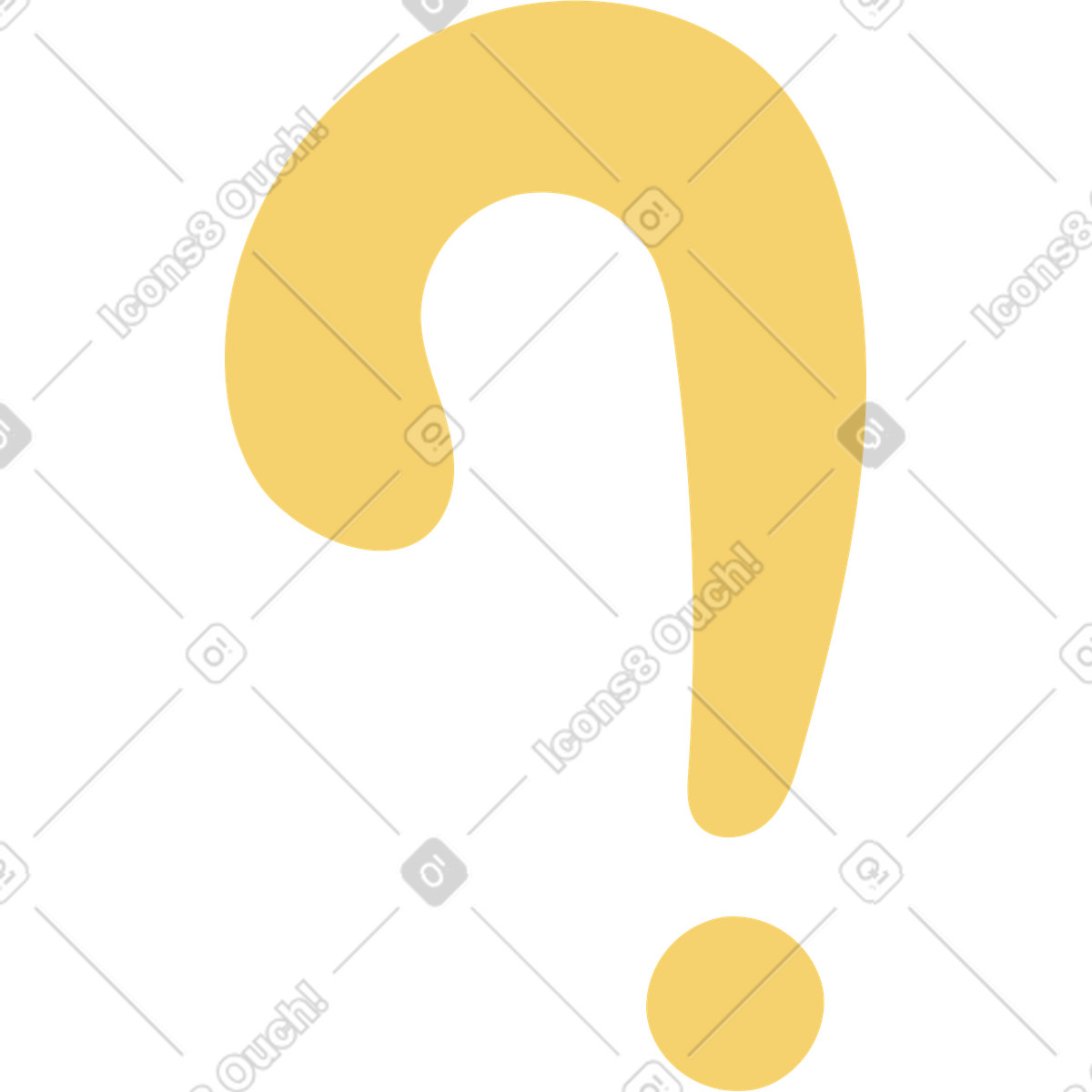 Yellow question mark illustration in Pluto style download in PNG, SVG