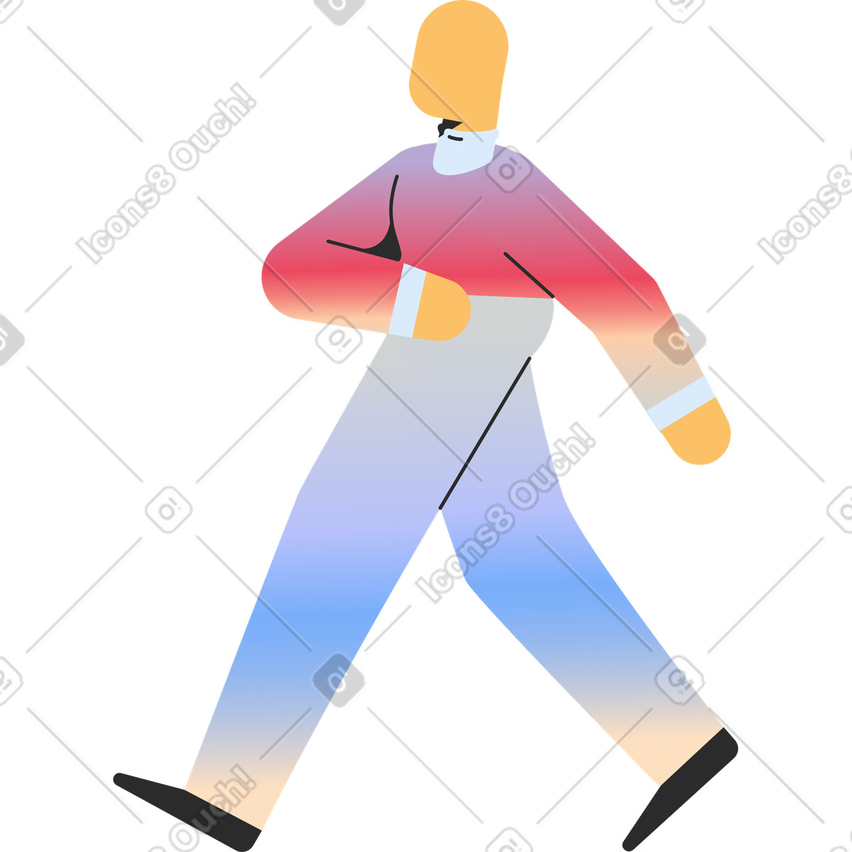 Marginalia スタイルの 歩く人 のイラストをPNG、SVG形式でダウンロード