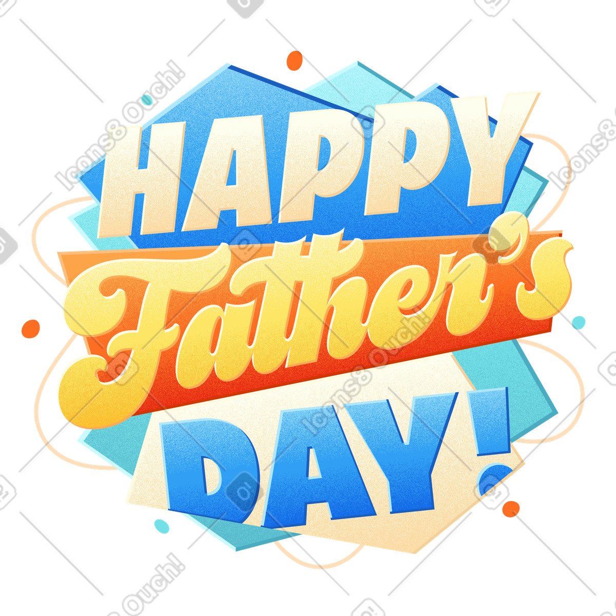 Lettering happy father's day! with decorative elements text illustration in style download in PNG, SVG