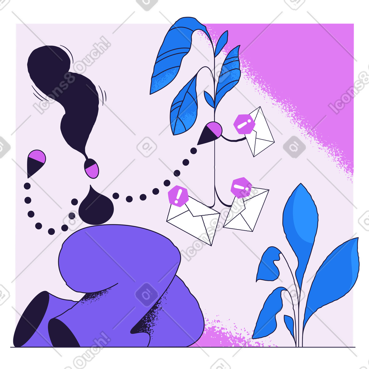 Donna che elimina la posta indesiderata illustrazione in stile Conifer scarica in PNG, SVG