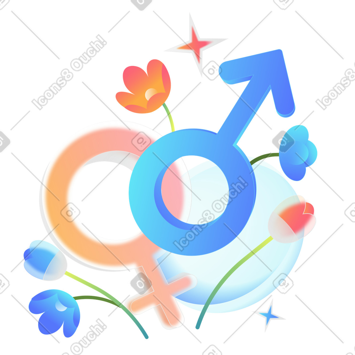 Illustration Égalité et harmonie des sexes dans le style Morphis à télécharger aux formats PNG, SVG