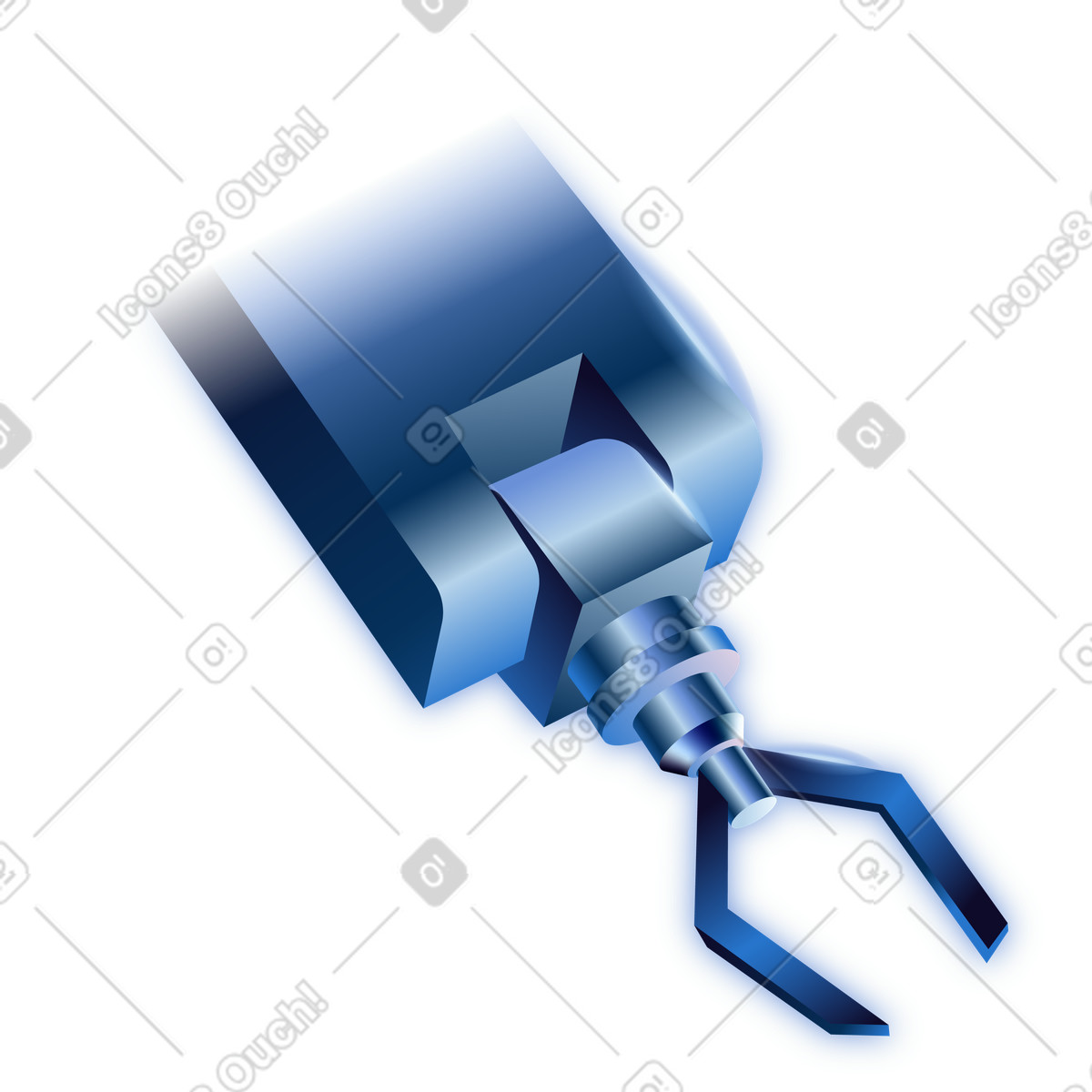 Ilustración Industrial robotic arm mechanism with metal gripper en estilo Dimension a descargar en PNG y SVG