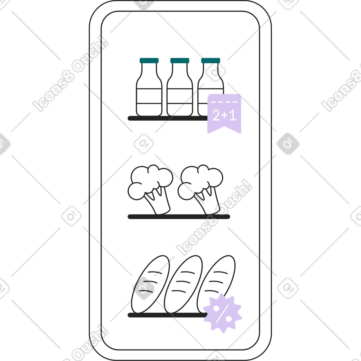 App per lo shopping mobile illustrazione in stile Sammy Line scarica in PNG, SVG