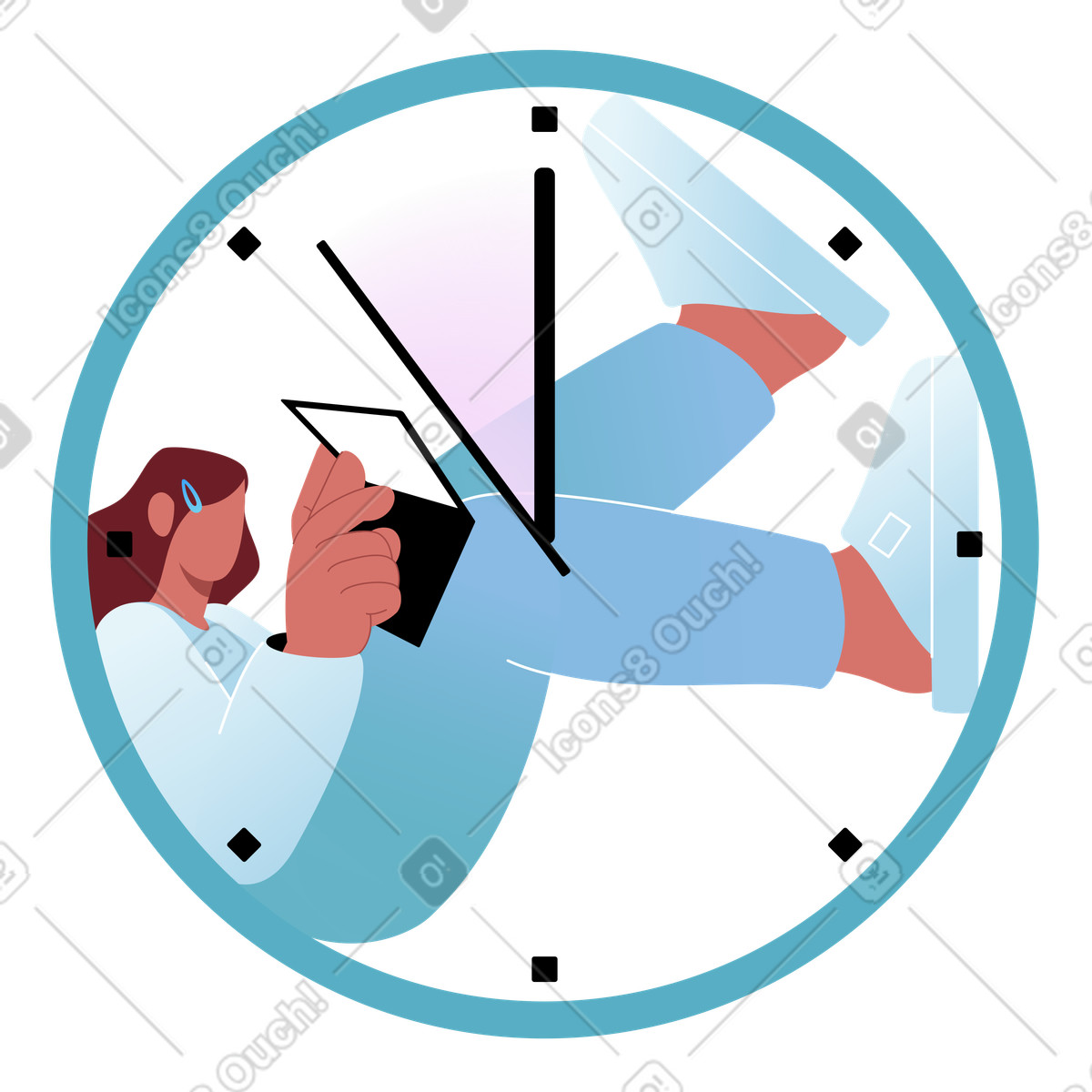Иллюстрация Employee trying to finish work before deadline, Productivity and urgency concept в стиле Airy — скачать в форматах PNG, SVG