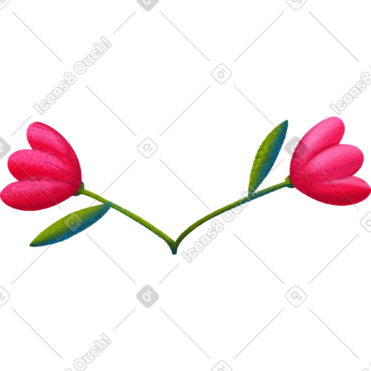 Illustration Deux bourgeons rouges dans le style Lettering à télécharger aux formats PNG, SVG