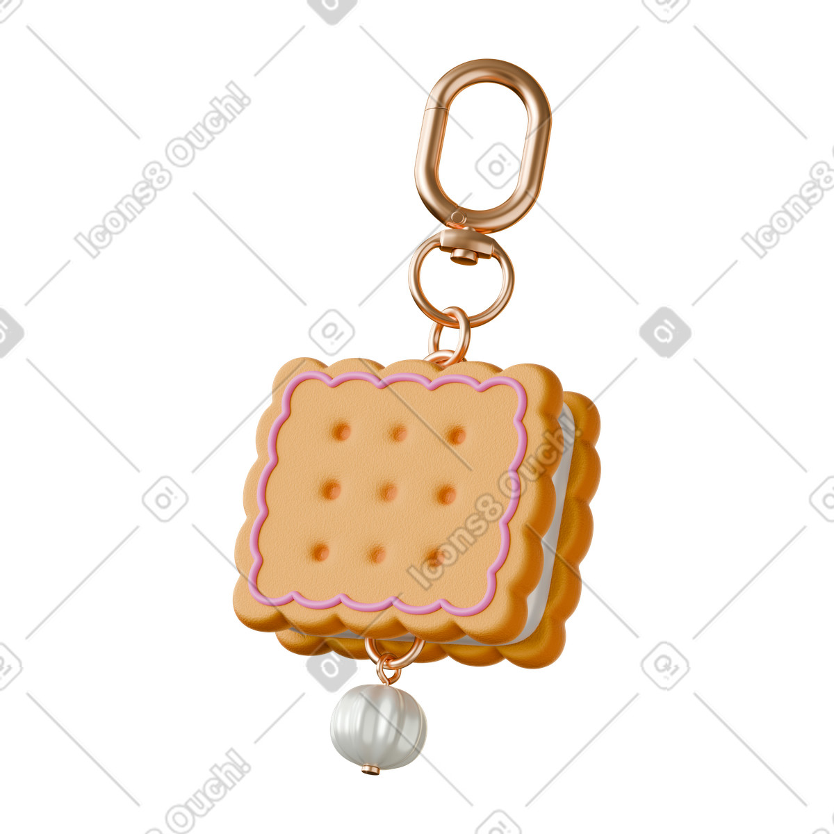 Cookie keychain illustration in 3D Stickle style download in PNG, SVG