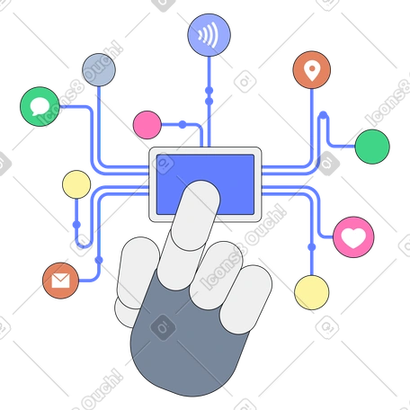 Interface tactile de tapotement manuel du robot, contrôle d'automatisation alimenté par l'ia PNG, SVG